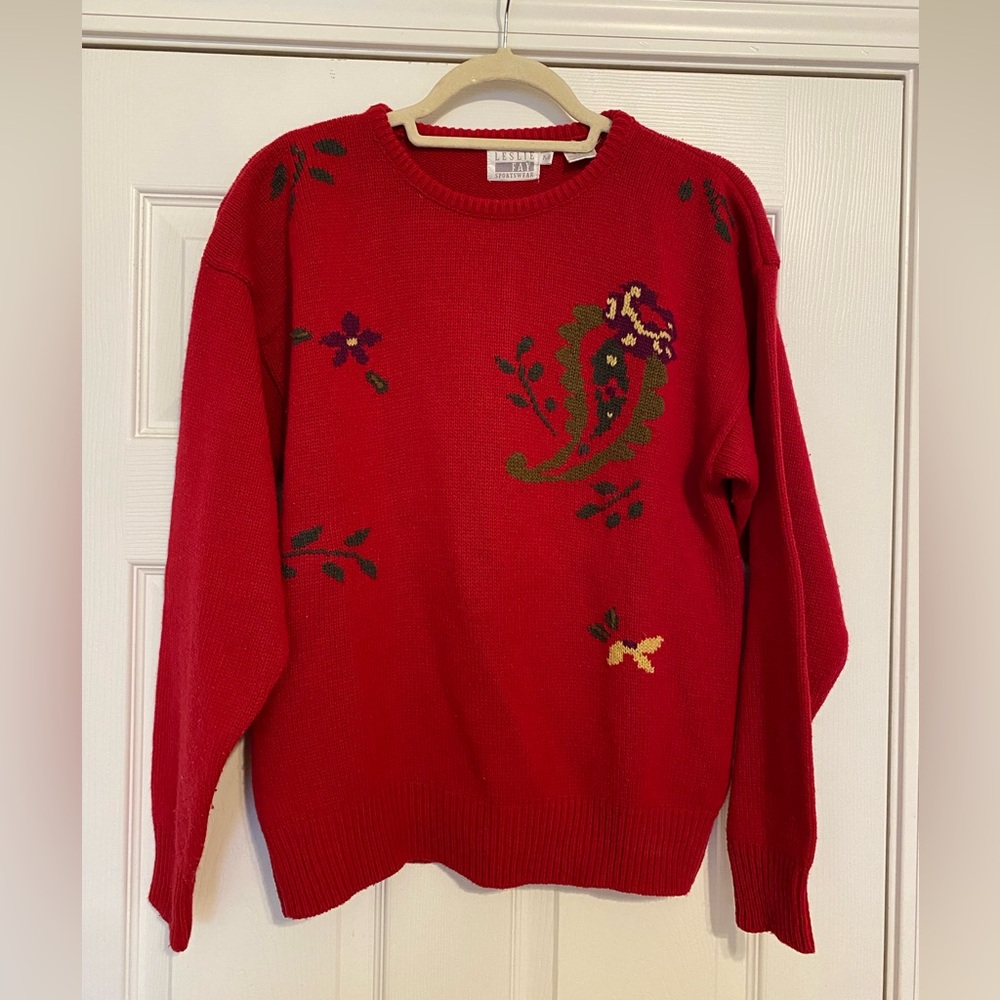 Vintage Leslie Fay Red Sweater